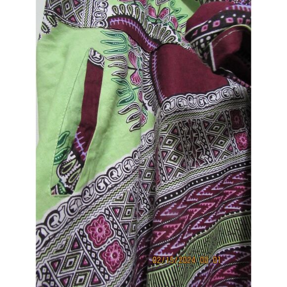 RAINBOW WOMEN'S BOHO WRAP SKIRT MAXI COTTON LIME GREEN PURPLE SIDE POCKETS BEACH - Picture 4 of 11